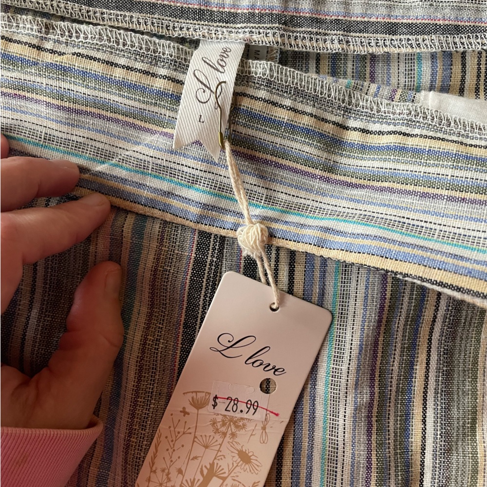 L love Multicolored Striped Cotton Shorts Size Large - Picture 5 of 6